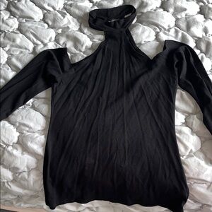 Express Black Asymmetrical Shoulder Top